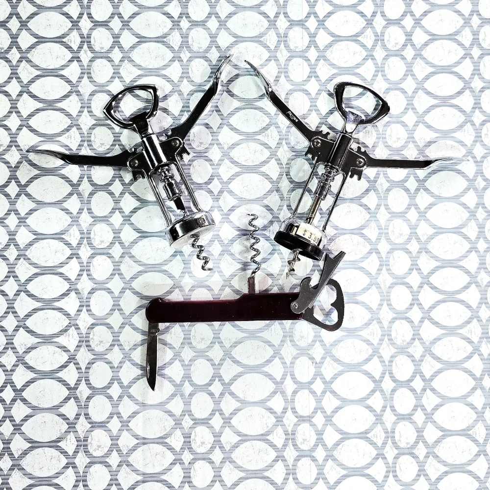 CCOMING SOON 3PC Franmara Italy Wing Corkscrew NOS Wine Opener Chrome Bar Cart